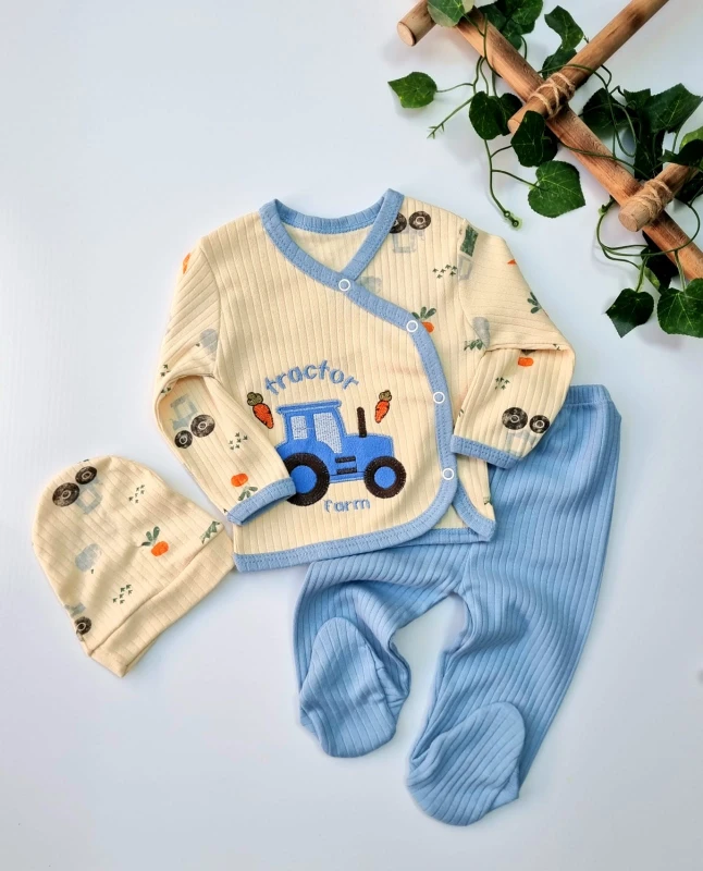 TRAKTÖR DETAYLI YUMUŞACIM BEBEK 3 LÜ SET 